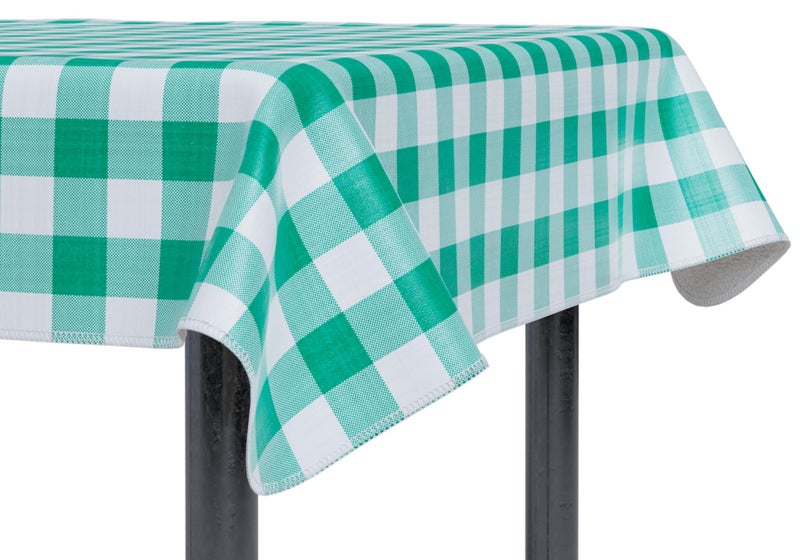 Sorfey Tablecloth Vinyl with Flannel Back 60x84 Rectangle Water Proof Easy to Clean Checked Green Design