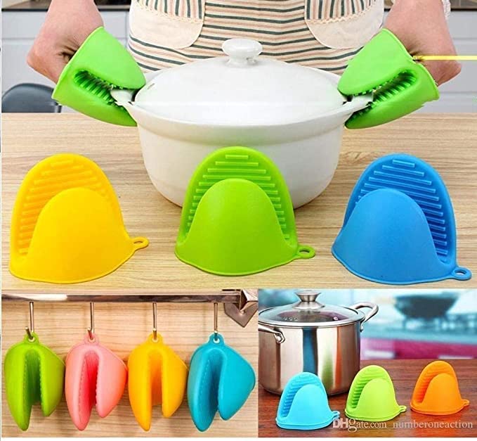KIDINGTON Glass Oil Dispenser Bottle and Heat Resistant500 ML 2 PCS Bottle Silicone Microwave Oven Mitts Cooking Pinch Grips Glove Hot Pot Holder 1 Pair - Image 4