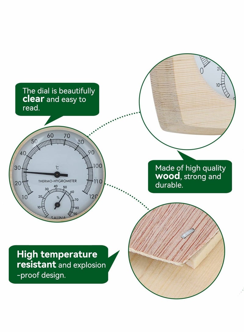 SYOSI Sauna Thermometer and Hydrometer, Sauna Wooden Thermometer 2 In 1 Sauna Temperature Humidity Meter Wooden Sauna Accessories - Image 3