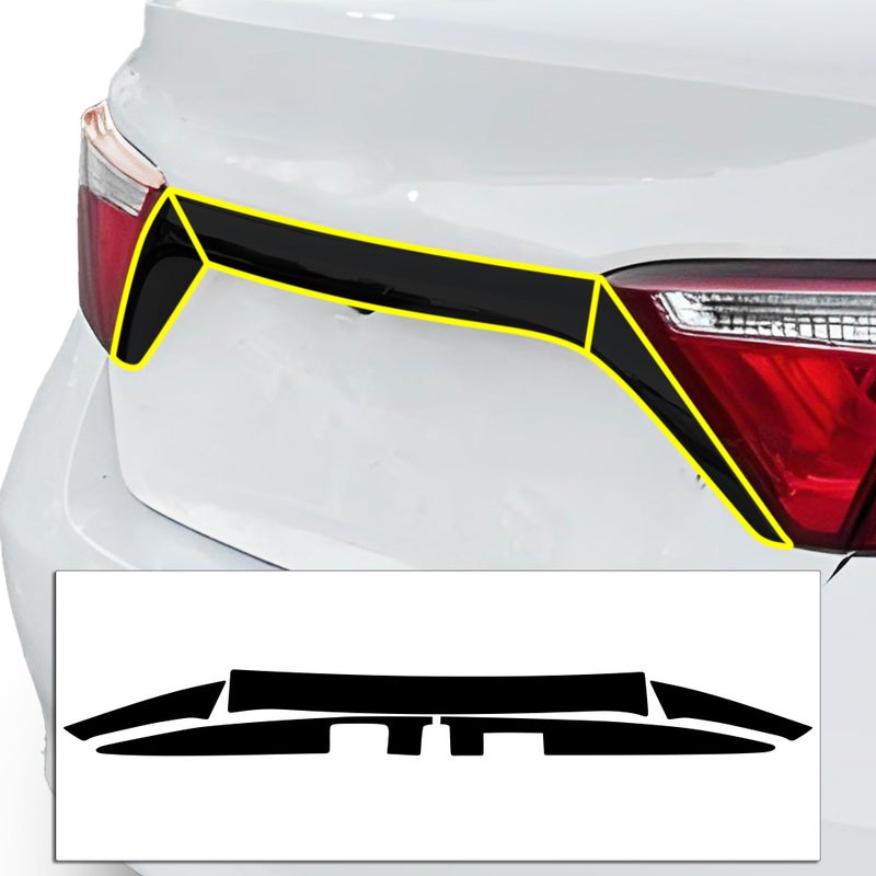 BOGAR TECH DESIGNS Rear Bumper Chrome Delete Overlay Film Compatible with Toyota Camry 20152017 Gloss Black