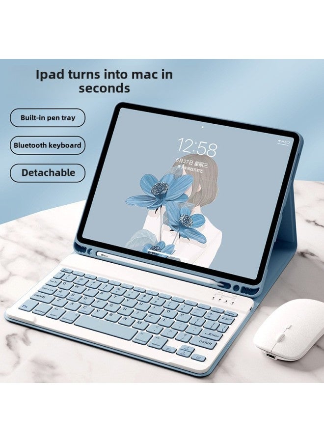 Fashion IPad 10.9 Inch Flat Panel Bluetooth Keyboard 10.2/Air3 With Pen Slot Mini7 Keyboard Mouse Set Wholesale-Color:Lavender Gray + White Keyboard + White Rechargeable Mouse-Product Type:iPad 10.2 - Image 3