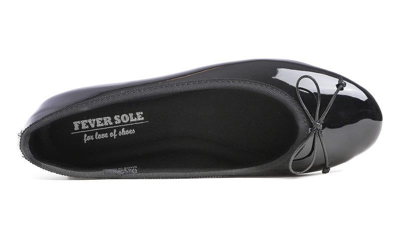 FEVERSOLE Women's Macaroon Colorful Memory Foam Cushion Insock Patent Ballet Flat Black Size 8 M US - Image 3