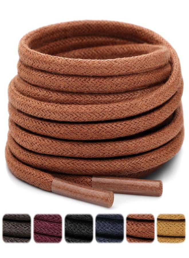Stepace [2 Pairs] Waxed Round Shoe Laces, 1/8" Oxford Shoelaces for Boots and Dress Shoes, Brown, 34Inch（86CM） - Image 1