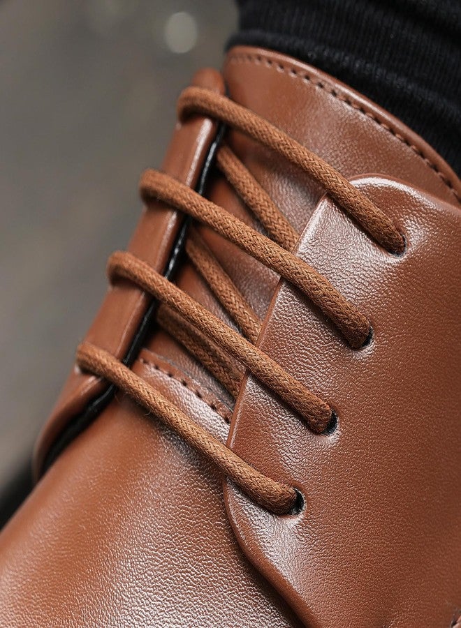 Stepace [2 Pairs] Waxed Round Shoe Laces, 1/8" Oxford Shoelaces for Boots and Dress Shoes, Brown, 34Inch（86CM） - Image 2