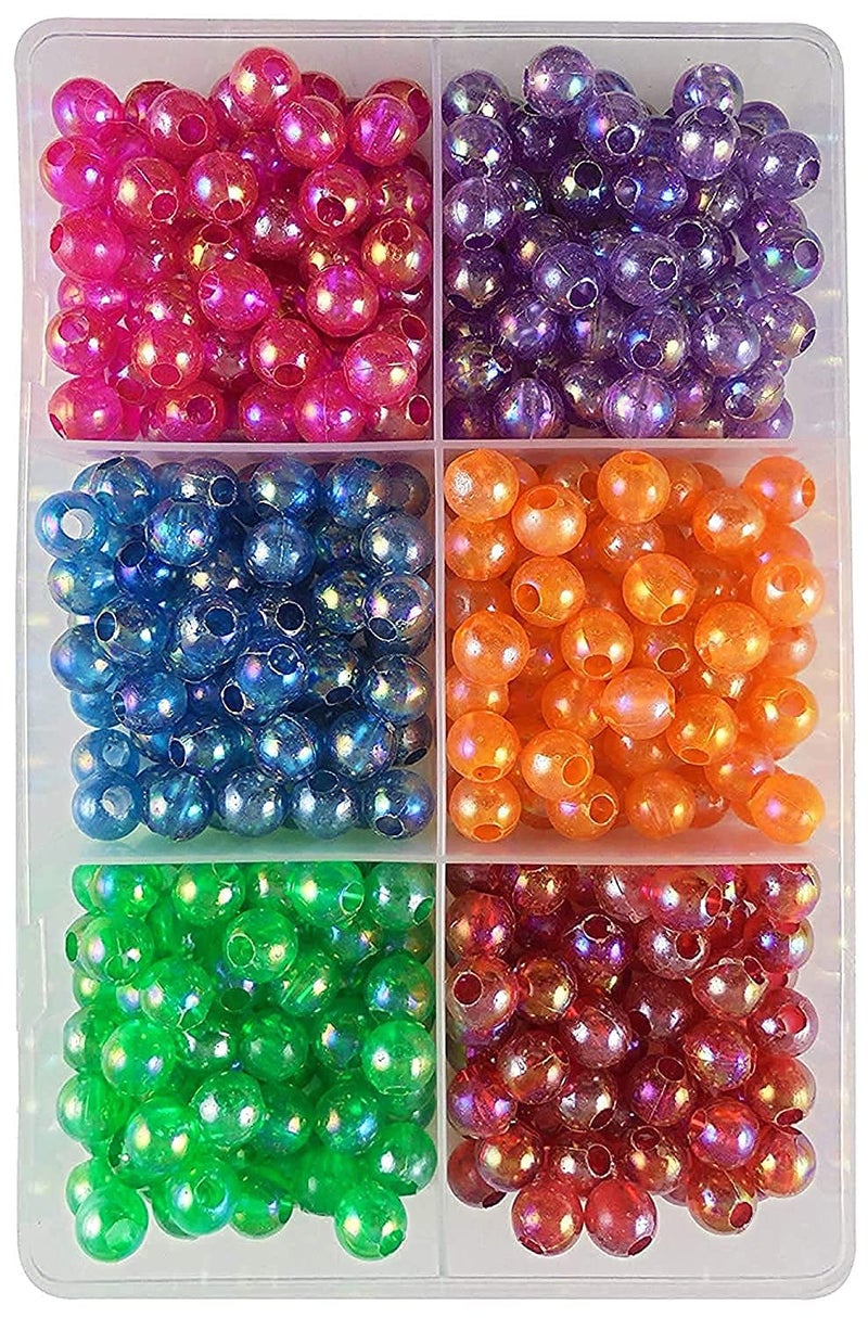 eshoppee 200 gm 8 mm Set of 6 Multicolor Plastic Beads for Jewellery Making kit Art and Crafts Materials for Necklace Bracelet Earring Making Materials DIY kit (5) - Image 1