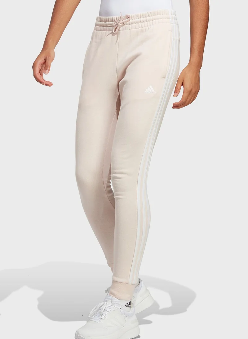 Adidas 3 Stripe Essential French Terry Cuffed Sweatpants