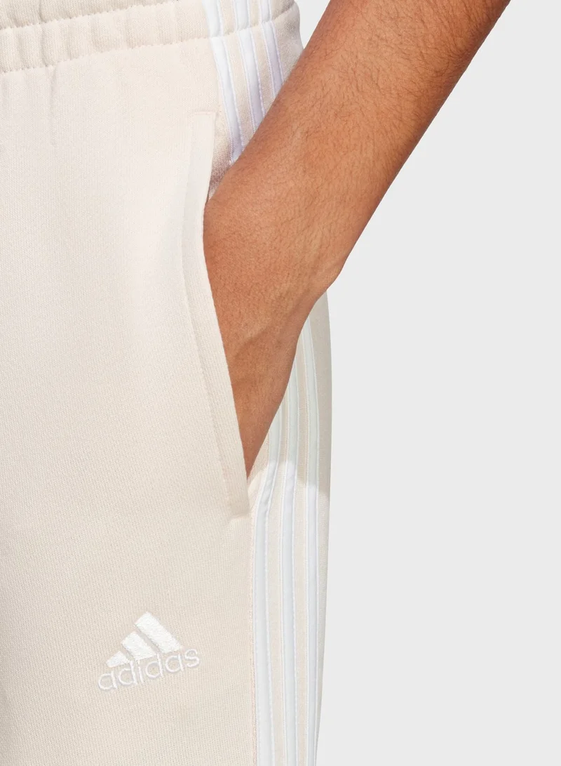 Adidas 3 Stripe Essential French Terry Cuffed Sweatpants