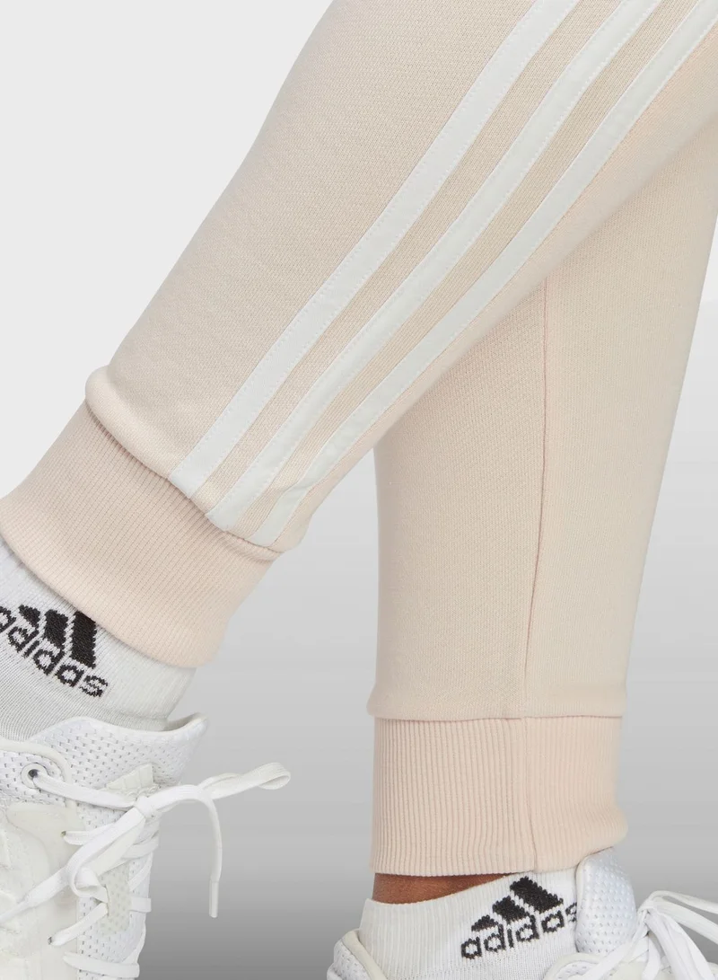 Adidas 3 Stripe Essential French Terry Cuffed Sweatpants