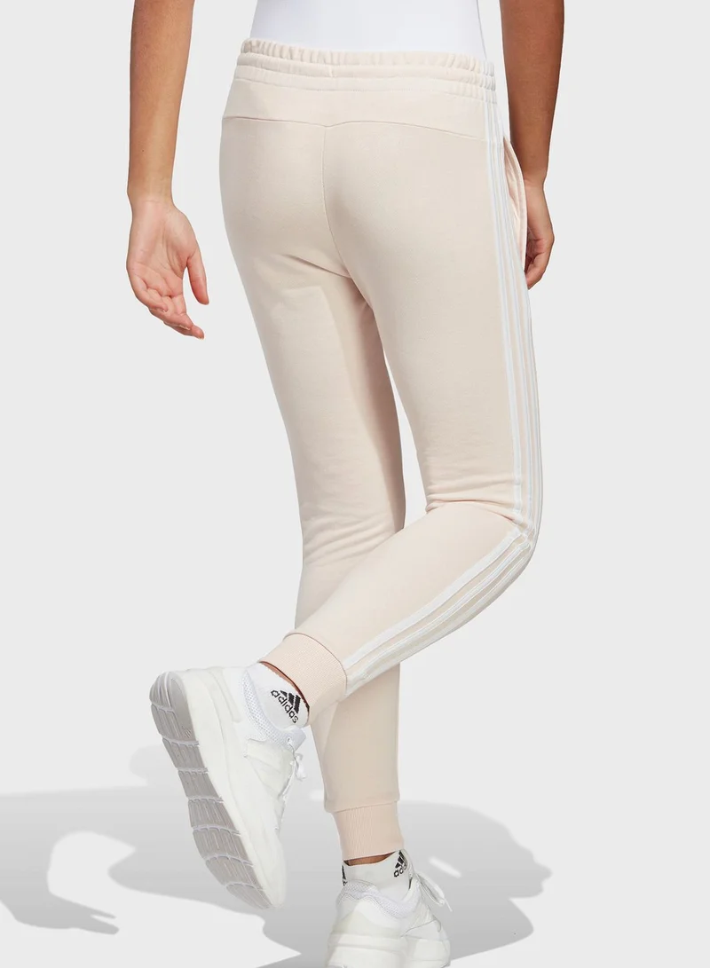 Adidas 3 Stripe Essential French Terry Cuffed Sweatpants