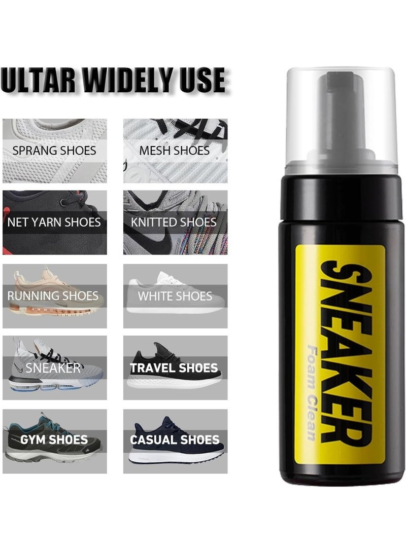 ليموس مجموعة تنظيف الأحذية والأحذية الرياضية - منظف سهل الاستخدام للأحذية الرياضية والرياضية - منظف رغوي للأحذية الرياضية خالٍ من الماء مع فرشاة أحذية وقطعة قماش للأحذية - تصميم سهل الفرك اللطيف - بخاخ مزيل للبقع 3 في 1 سعة 150 مل يزيل الأوساخ والأتربة والأعشاب، للأحذية البيضاء والجلد والشمواه والقماش والبولي يوريثين والأحذية القماشية - Image 2