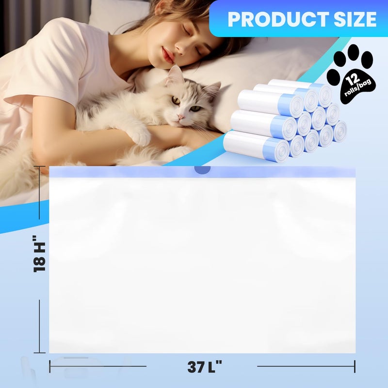 Frnoip 120 Pack Jumbo Cat Litter Bags-3MIL Extra Thick Leakproof Litter Box Liners, 37"x18" Heavy Duty Drawstring Cat Litter Liners for Automatic Litter Box, Odor Control Disposable Kitty Litter Bags 12 Roll - Image 3