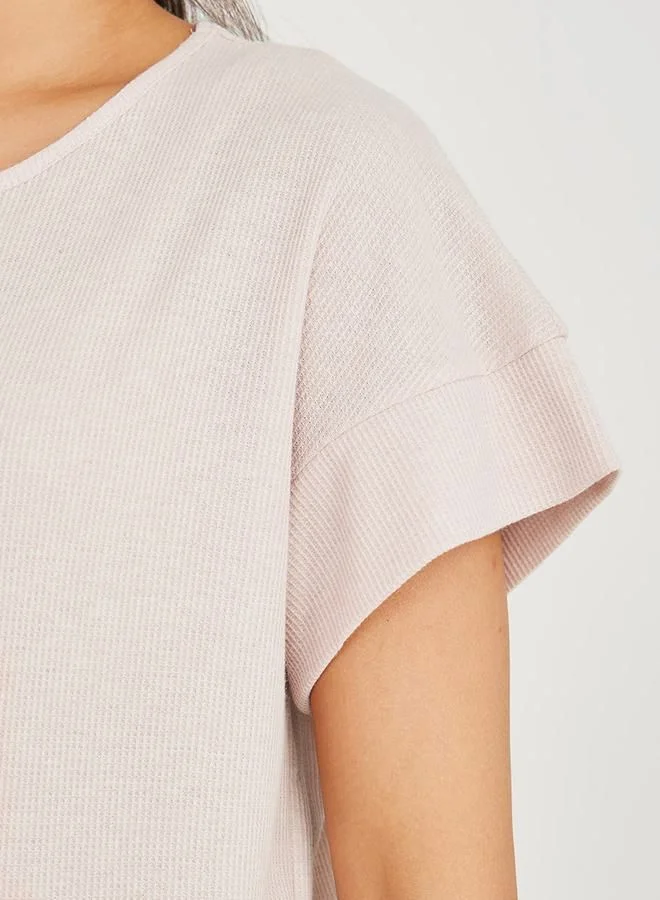 Styli Regular Fit Waffle Knit Round Neck T-Shirt