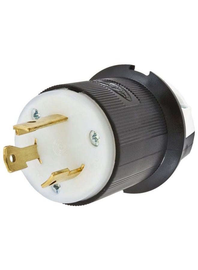 HBL2621 Locking Plug, 30 amp, 250V, L6-30P, Black and White