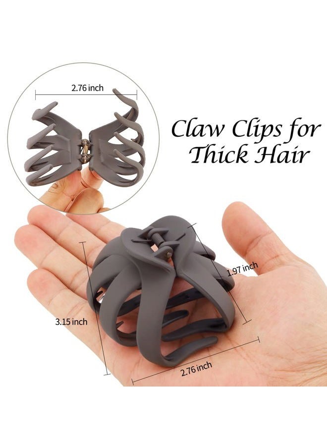 ATODEN Hair Clips Claw Clips for Thick Hair 5Pcs Large Hair Clips 3.15'' Big Octopus Hair Clip (Neutral Color) - Image 5