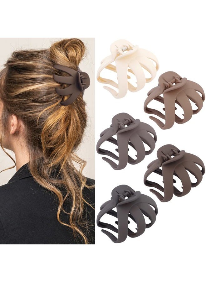 ATODEN Hair Clips Claw Clips for Thick Hair 5Pcs Large Hair Clips 3.15'' Big Octopus Hair Clip (Neutral Color) - Image 1