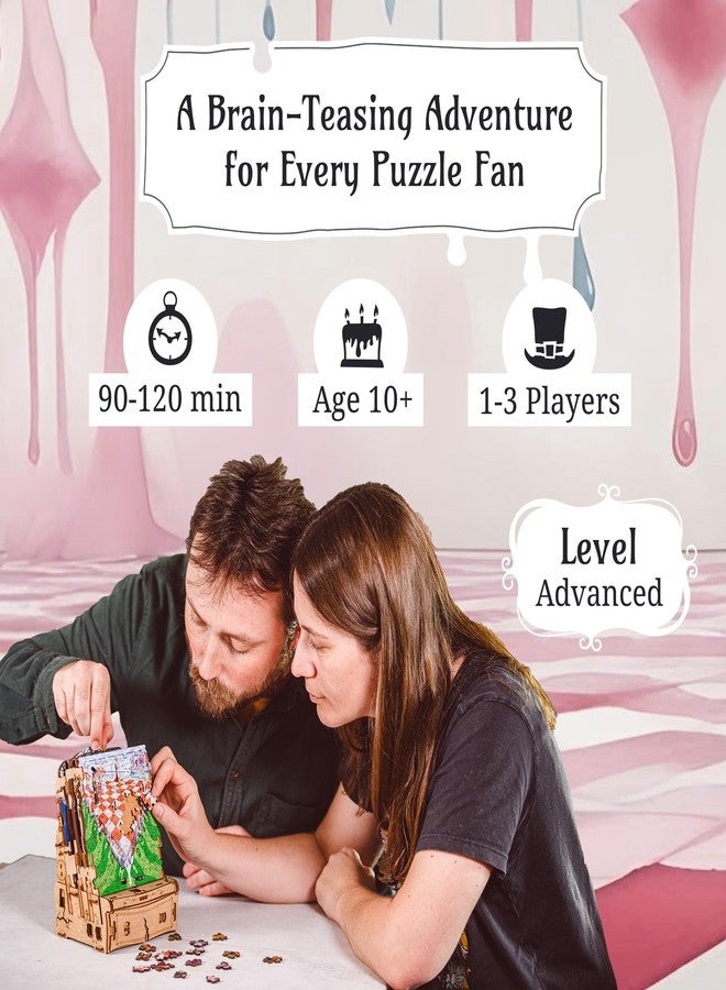آيدفنتشر لعبة ألغاز iDventure Cluepuzzle مغامرة ألغاز أليس في بلاد العجائب | ألغاز متسلسلة | صندوق ألغاز للكبار ومن عمر 10 سنوات فما فوق | صندوق هدايا | صندوق كنز | لغز خشبي ثلاثي الأبعاد (اللعبة الأساسية Wonderbox of Alice) - Image 4