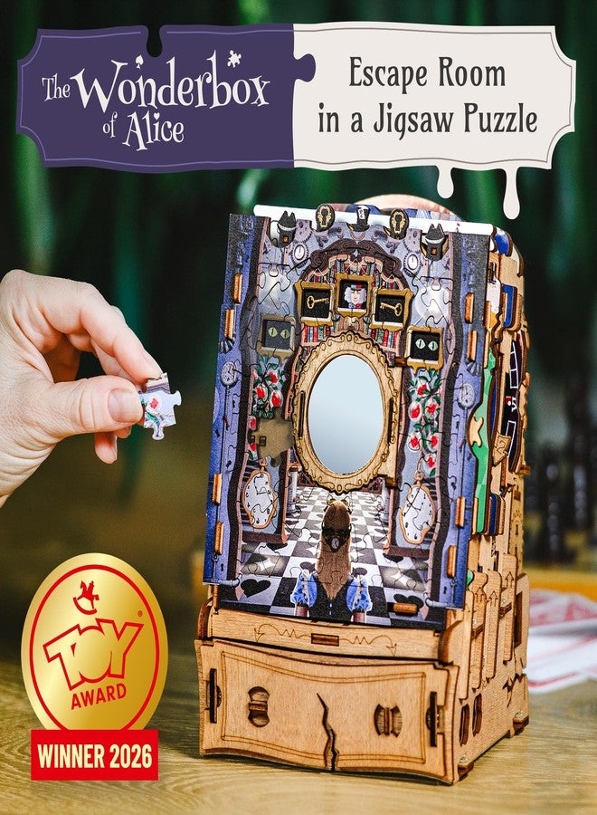 آيدفنتشر لعبة ألغاز iDventure Cluepuzzle مغامرة ألغاز أليس في بلاد العجائب | ألغاز متسلسلة | صندوق ألغاز للكبار ومن عمر 10 سنوات فما فوق | صندوق هدايا | صندوق كنز | لغز خشبي ثلاثي الأبعاد (اللعبة الأساسية Wonderbox of Alice) - Image 2