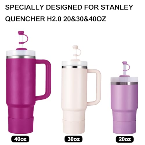 HYZ 8 Piece Accessories for Stanley Cup, Silicone Spill Proof Stopper Set and Protective Boot Including Straw Cover Cap for Stanley H2.0 20oz 30oz 40oz Tumbler, Fuchsia - Image 4