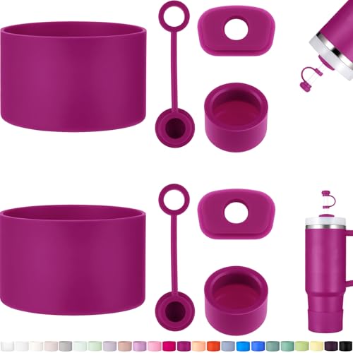 HYZ 8 Piece Accessories for Stanley Cup, Silicone Spill Proof Stopper Set and Protective Boot Including Straw Cover Cap for Stanley H2.0 20oz 30oz 40oz Tumbler, Fuchsia - Image 1