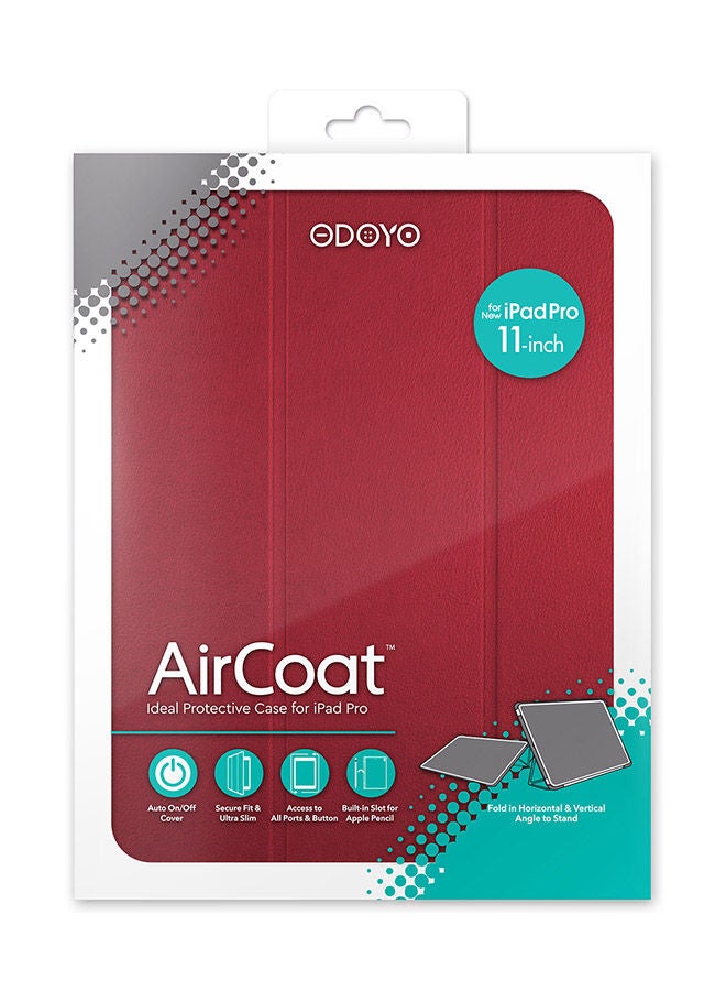 NIBEMINENT AirCoat Smart Cover With Apple Pencil Slot For iPad Pro11-Inch (2018) Burgundy Red - Image 4