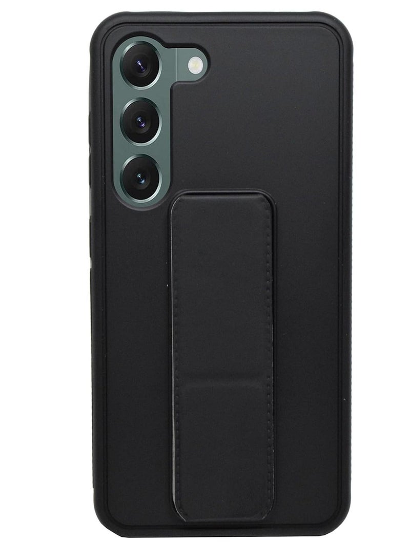MUNTAQI Galaxy S23 Plus Case Cover with Magnetic Stand & Holder Premium Silicone Hand Strap Grip Car Mount Kickstand Finger Grip Case Cover For Samsung Galaxy S23 Plus (Black) - Image 1