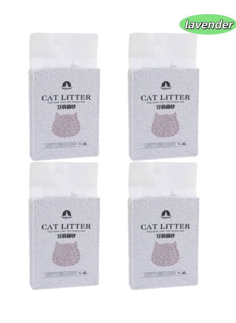 4 Packs Cat Litter, Fast Clumping Biodegradable Absorbent Fragrance Litter, Soft Premium Natural Flushable Tofu Cat Litter (Lavender, 4 Packs, 24L) - Image 1