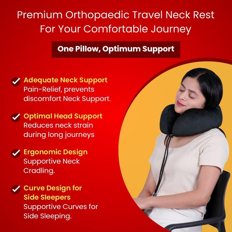Dr. Ortho DrOrtho Premium Orthopaedic Travel Neck Rest Neck Pillow for Travel Travel Pillow for Neck Head Support Travel Neck Pillow for Chair Car Train Flight - Image 5