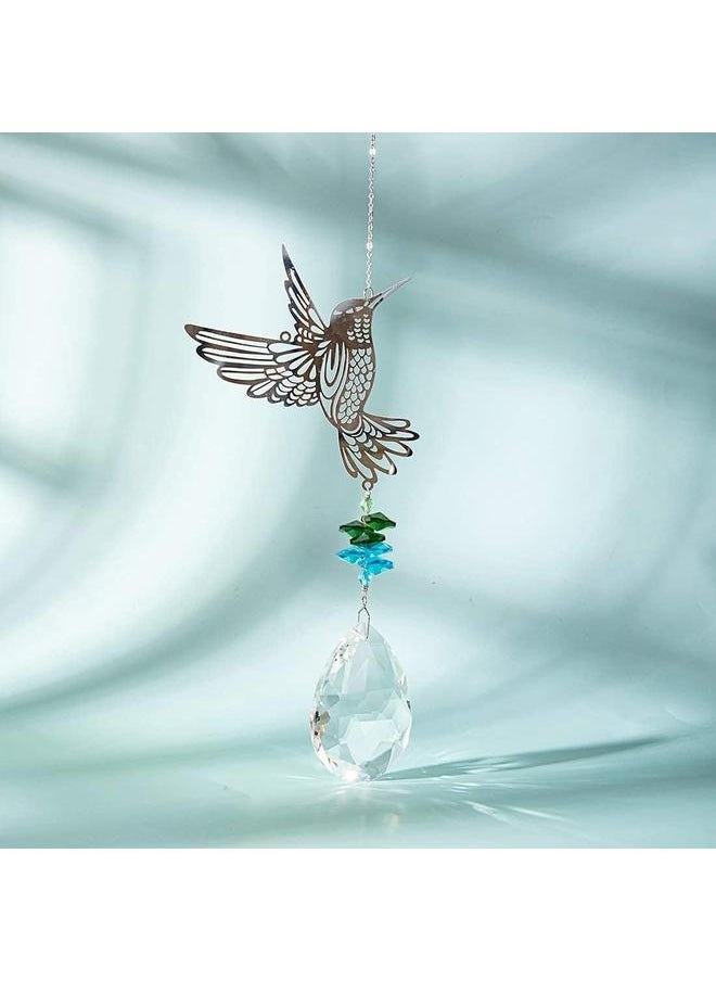 Generic Hummingbird Hanging Suncatcher Crystal Glass Prisms Ornament Garden Home Decor Gift Hummingbird iron pendant -63mm  - Image 3