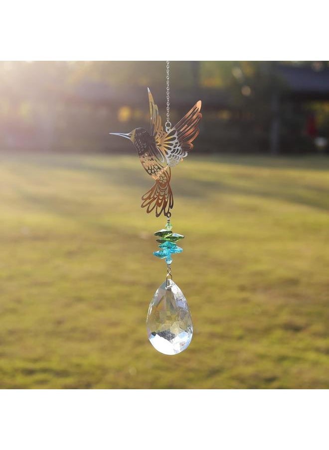 Generic Hummingbird Hanging Suncatcher Crystal Glass Prisms Ornament Garden Home Decor Gift Hummingbird iron pendant -63mm  - Image 4