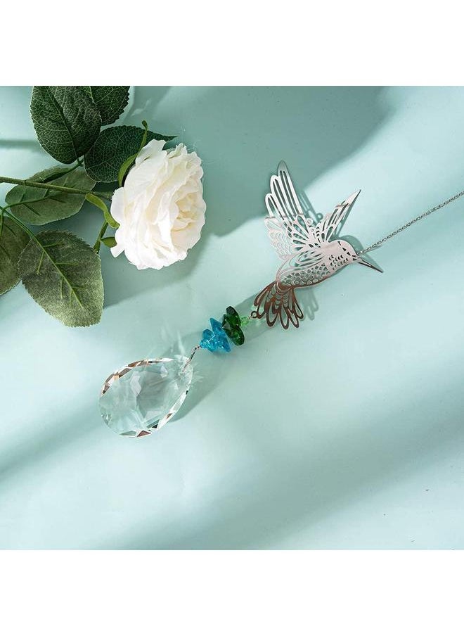 Generic Hummingbird Hanging Suncatcher Crystal Glass Prisms Ornament Garden Home Decor Gift Hummingbird iron pendant -63mm  - Image 5