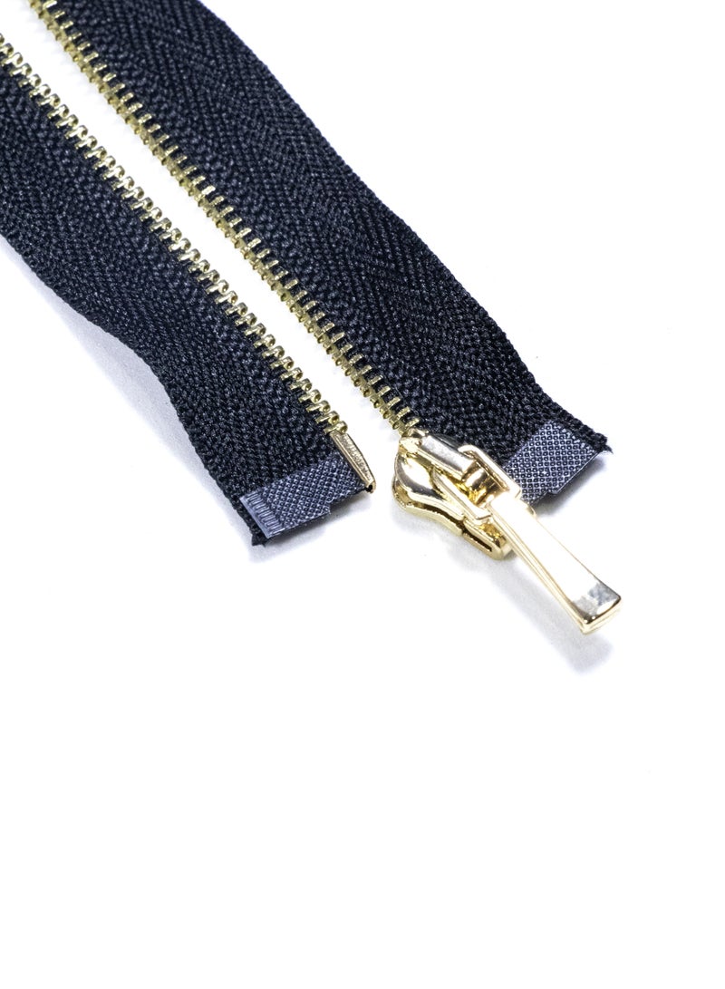 Premium Quality 60cm Metal Zippers - Open-End Zippers 6-Pieces - Ideal for Sewing, Jackets, & Crafts (Black+Gold) - Image 2