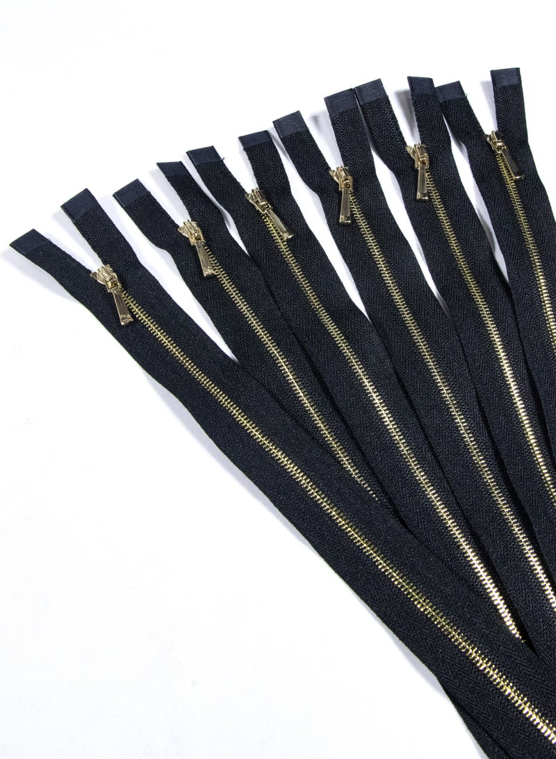 Premium Quality 60cm Metal Zippers - Open-End Zippers 6-Pieces - Ideal for Sewing, Jackets, & Crafts (Black+Gold) - Image 3