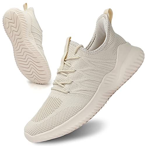 Socviis Mens Slip On Running Shoes Athletic Walking Trainers Lightweight Breathable Mesh Tennis Sneakers Zapatos de Hombre Beige - Image 1