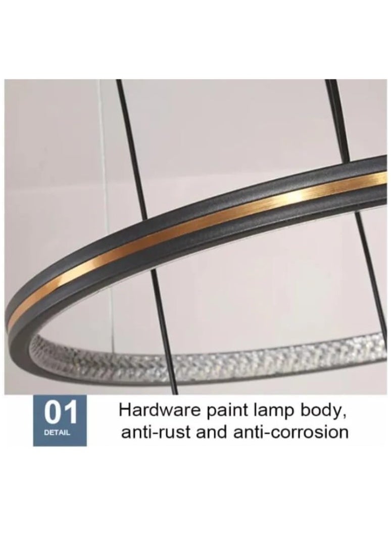 Modern LED Crystal Ring Pendant Ceiling Light | Elegant 4-Head Hanging Lamp with Circular Frame | Decorative Chandelier for Living Room, Dining Room, Bedroom & Office – Black & Transparent Design - Image 2