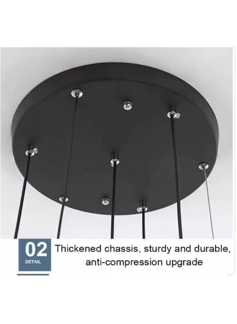 Modern LED Crystal Ring Pendant Ceiling Light | Elegant 4-Head Hanging Lamp with Circular Frame | Decorative Chandelier for Living Room, Dining Room, Bedroom & Office – Black & Transparent Design - Image 3