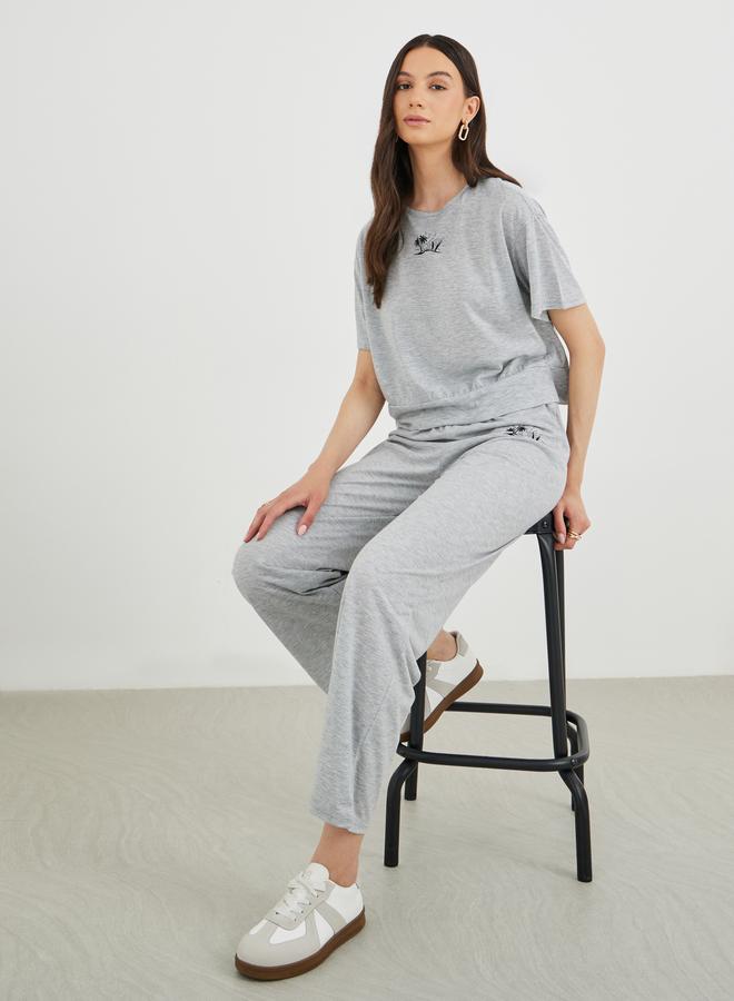 Take Two Printed Short Sleeve Top and Joggers Co-Ords - Image 1