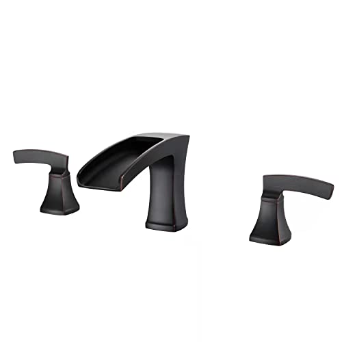 Artiqua Roman Tub Filler Waterfall Tub Faucet Oil Rubbed Bronze Deck Mount Bathtub Faucets 3 Hole Brass Bathroom Faucets with 2 Handles - Image 1
