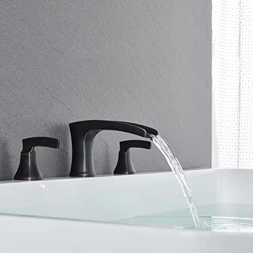 Artiqua Roman Tub Filler Waterfall Tub Faucet Oil Rubbed Bronze Deck Mount Bathtub Faucets 3 Hole Brass Bathroom Faucets with 2 Handles - Image 3