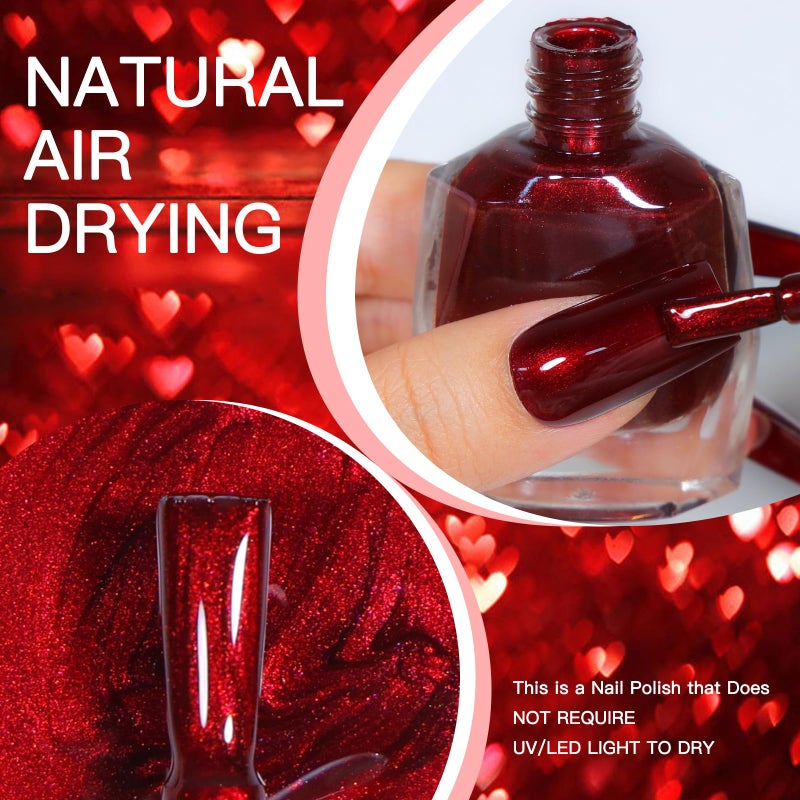 JimysCo COSMOO 12ml Wine Red Nail Polish, Burgundy Quick Dry Nail Lacquer, Super Lustrous Nail Enamel Polish, Iridescent Ultrachrome Nail Art Varnish - Image 2