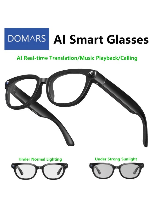 Domars Smart Glasses for Men Women Bluetooth 5.4 Glasses AI Voice Control,13-megapixel Camera,AI Photo Recognition and Translation,Automatic Color-changing Lenses Smart Sunglasses,Driving,Outdoor,Meeting,Travel Etc - Image 1