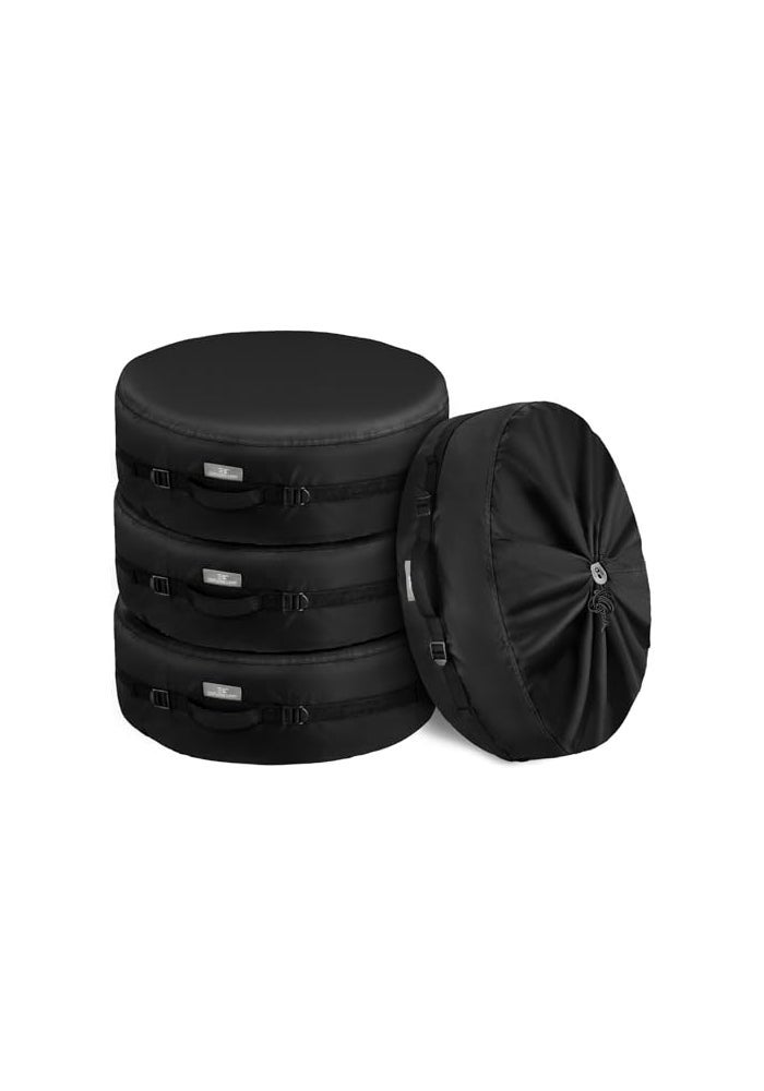 AUTOKAY Explore Land Seasonal Tire Cover Spare Tire Bag with Handle Heavy Duty Winter Wheel Storage Tote Against Dust and Scratches 4 Pack Fits Diameters 262875 Black - Image 1