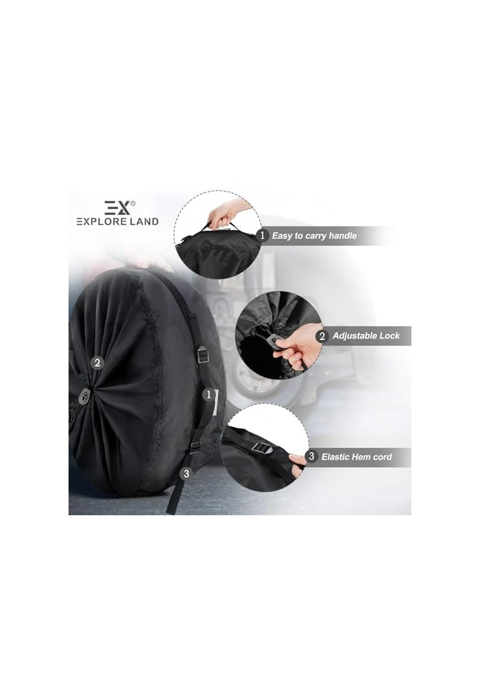 AUTOKAY Explore Land Seasonal Tire Cover Spare Tire Bag with Handle Heavy Duty Winter Wheel Storage Tote Against Dust and Scratches 4 Pack Fits Diameters 262875 Black - Image 3