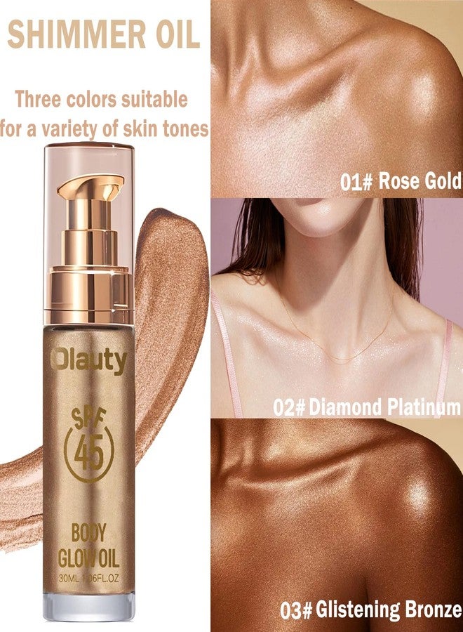 MinFei Shimmer Body Oil, SPF 45 Broad Spectrum,Sunscreen Shimmer Body Oil with Coconut Oils,Long Lasting Liquid Luminizer for Body & Face, Highlighter Illuminator body Makeup(Glistening Bronze, 30ML) - Image 4