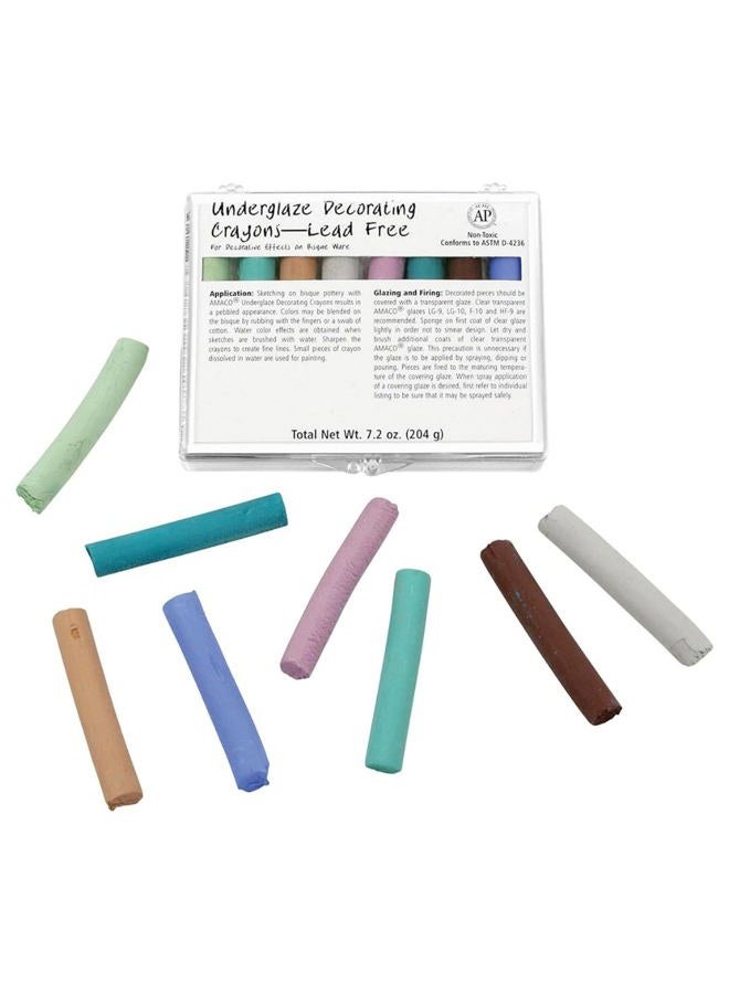 Amaco Underglaze Decorating Chalk Crayons Set 8 Colors No. 209 Lead Free for Bisque 7.2 oz - Image 1