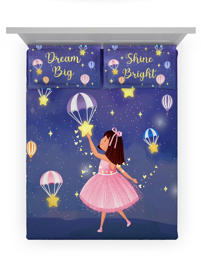 DDECOR Live beautiful Ddecor Little Brats Collection Bedsheet Set 100 Cotton Bedsheet for Double Bed 145 TC Kids Double Bedsheet with 2 Pillow Covers Blue  - Image 3