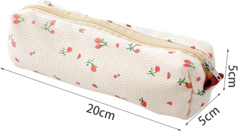 Floral Prints Small Pencil Bag - Cotton Zipper Pen Pouch (2 Pcs) - Image 5