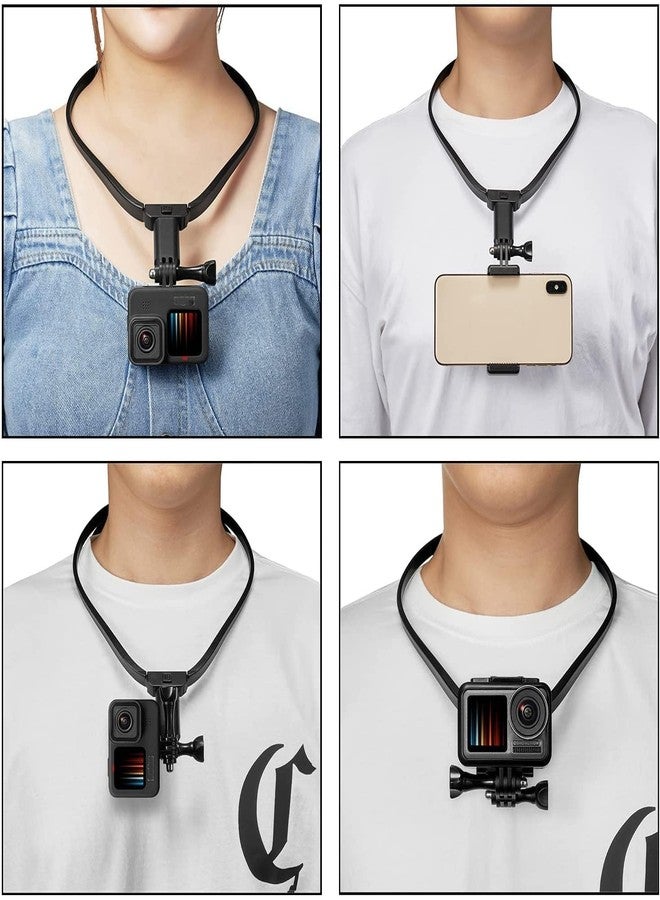 Suicune Selfie Neck Holder Mount Bendable Action Camera Mount for Vlog Camera Sports with Phone Holder, Neck Mount for Cell Phone,Waterproof Underwater Camera Mount - Image 2