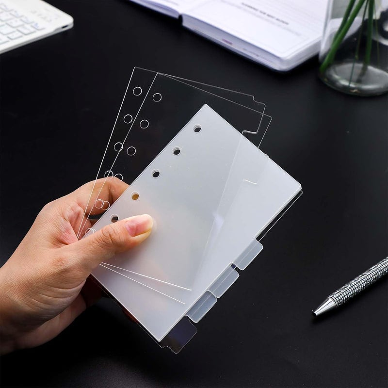 أدوات تقسيم صفحات الملفات من الأكريليك الشفاف مزودة بفيلم واقي، بـ 6 أعمدة لتنظيم الملفات والدفاتر (مقاس A7) - Image 4