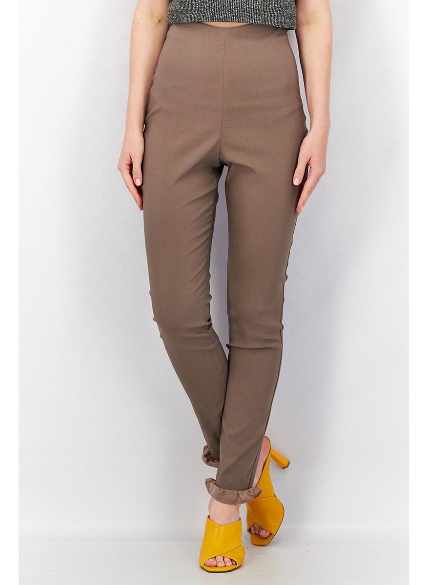 Vesper Women Slim Fit High Rise Solid Pants, Dark Grey  - Image 1