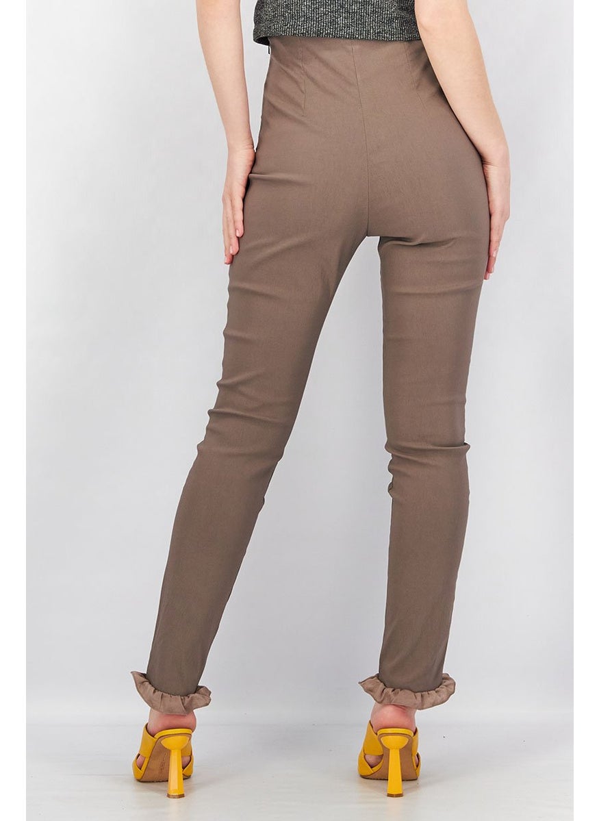 Vesper Women Slim Fit High Rise Solid Pants, Dark Grey  - Image 4